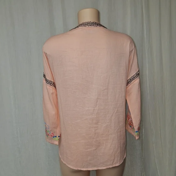 Embroidered Pink Floral Women's Top - Picture 7 of 11